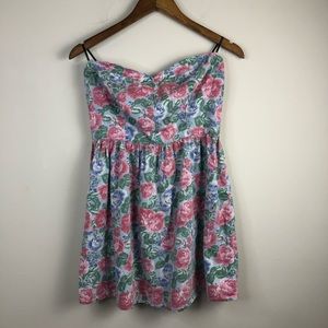 Forever 21 Strapless Chambray Floral Mini Dress